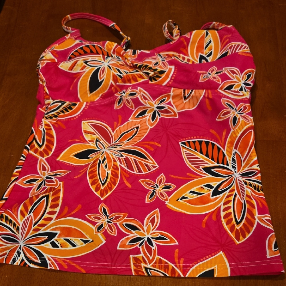 Vibrant Floral Pink and Orange Tank Top